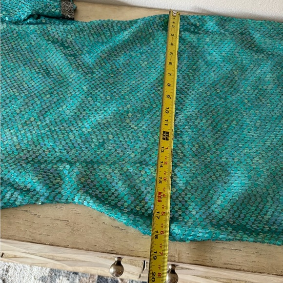 Vintage Stenay Turquoise Sequin Gown Mini Dress XS - Picture 11 of 15